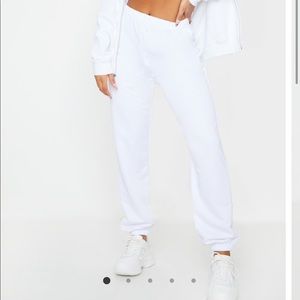 White Basic Cuffed Hem Jogger
